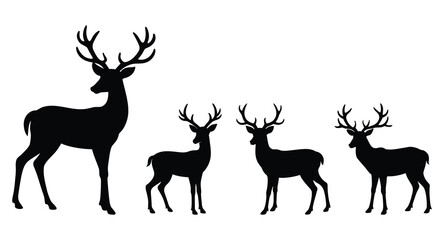 Deer with antlers, Deer silhouette vector