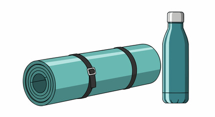 Yoga mat and water bottle.