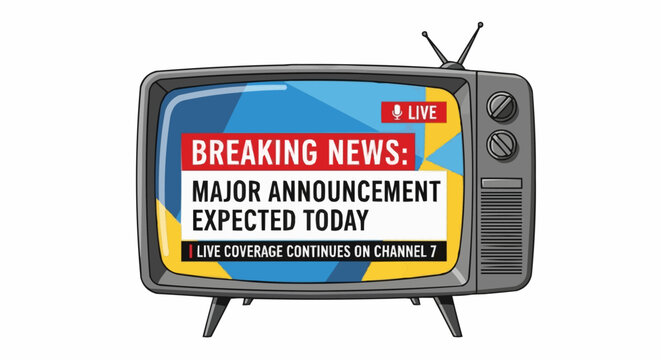 News report on a vintage television.