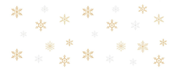 Gold snowflakes and stars on transparent background. New year illustration. PNG image
