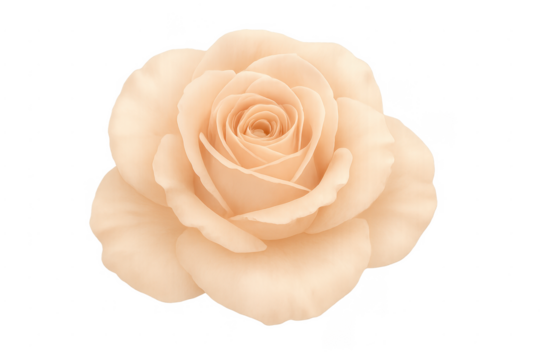 Peach cream rose flower blooming transparent background
