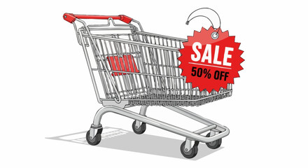 shopping cart with a sale tag.