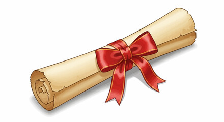 Certificate with red ribbon.