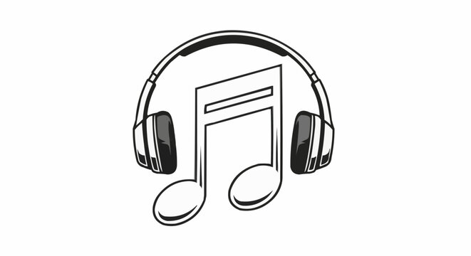 Headphones with musical note.