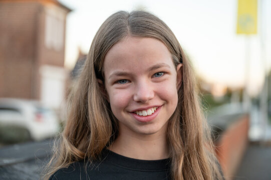 Portrait of a cute 12 yo  young girl with natural expression