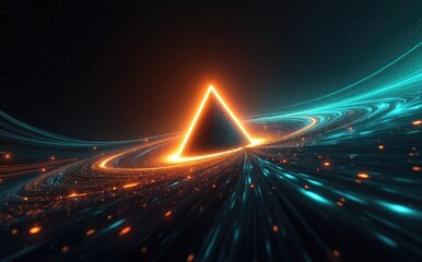 Glowing orange triangle cosmic flow abstract astronomy