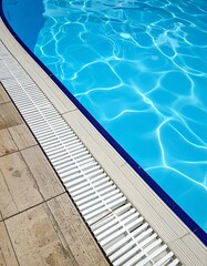 Obraz premium View of a swimming pool with bright blue water and the edge