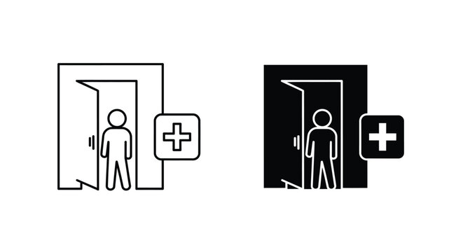 Adding or inviting a person to enter a doorway - line art icon vector illustration design