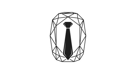 Illustration of a tie inside a geometric shape, representing professionalism and modern design.