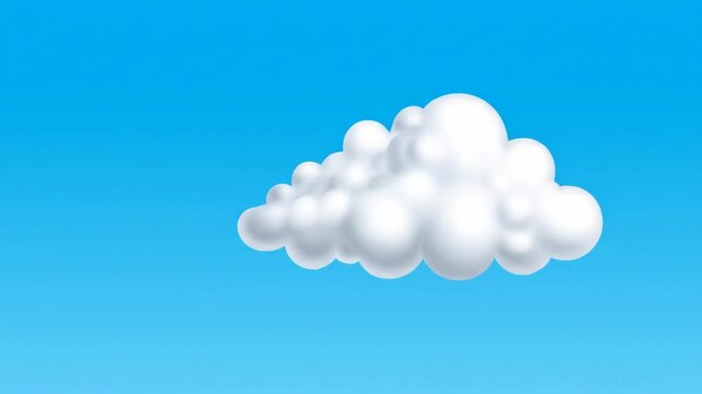 Cartoon Cloudscape - A cartoon cloud floats in a bright blue sky. The cloud is puffy and white, with rounded edges, appearing soft and inviting.