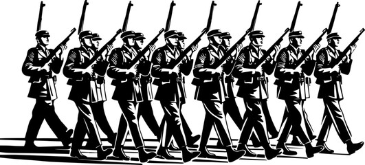 Marching Soldiers Silhouette Illustration