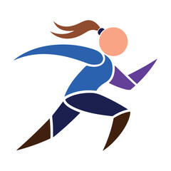 Abstract Running Woman Vector Illustration Design for Sports Fitness Concept