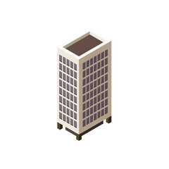 Isometric commercial and residential building. Modern architecture. Smart isometric building game assets. Business center building 3d render illustration with windows. Simple icon white colors.