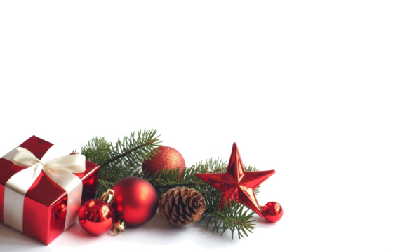 Red christmas holidays decoration on a white background