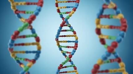 Colorful dna double helix structure on a blue background