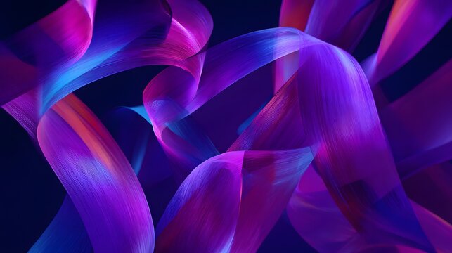 Glowing luminous ribbons flow dynamically across a dark abstract background