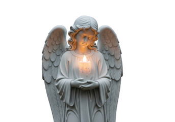 Angel holding candle isolated on transparent background