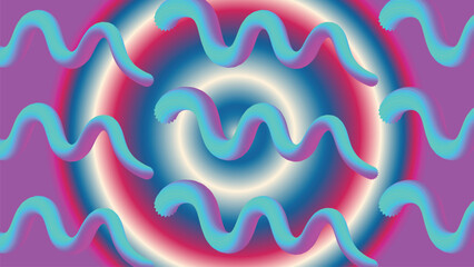 Vibrant Wavy Lines on Colorful Background, Modern Abstract Graphic Art