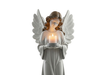 Angel holding candle isolated on transparent background
