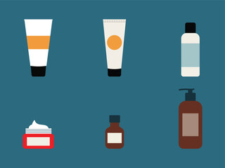 Various cosmetic and skincare product containers