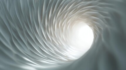 Obraz premium Close-up of a spiral-like structure with a white light at the end. the structure appears to be made up of thin, wavy lines that create a sense of depth and dimension.