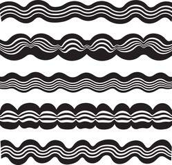 Abstract wavy lines design element in black and white colors concept