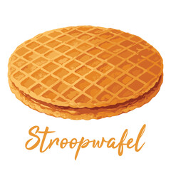 stroopwafel dutch food in watercolor illustration style, isolated vector on transparent background