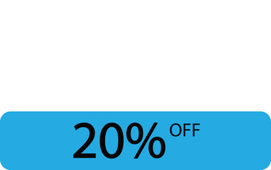 Modern sky blue and white discount label showing twenty percent off text on transparent background for sales design, Black color twenty percent text.