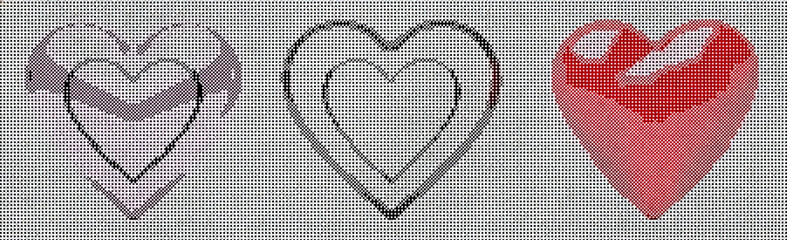 Halftone Heart Trio Illustration – Retro Minimalist Love Design in Modern Style