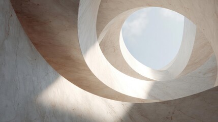 Circular window in the ceiling of a building. the window is made of a light-colored material, possibly concrete or stone, and is cut in a way that creates a sense of depth and dimension.