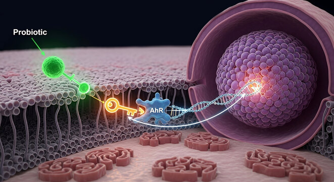 AhR Activation Pathway: Postbiotic Ligand Binding and Gene Transcription