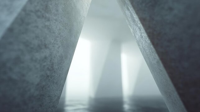 Close-up of a concrete wall with a triangular shape.