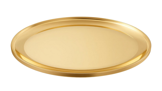 A clean, high-quality product shot of a sleek, shallow, round tray with a raised edge.