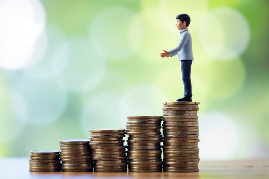 Image of Individual Balancing on Coins Signifying Decreasing Interest Rates - Powered by Adobe