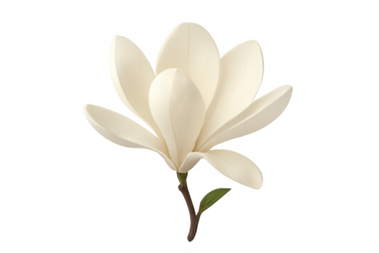 White magnolia flower opening against transparent background - Powered by Adobe