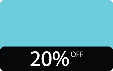 Modern soft blue and black discount label showing twenty percent off text on transparent background for sales design, White color twenty percent text.