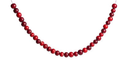 Naklejka premium Elegant red gemstone necklace strung on a thin cord isolated on transparent background