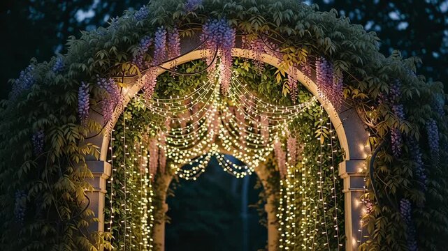 Enchanting Wedding Archway - A Floral Fairytale in Lights.
