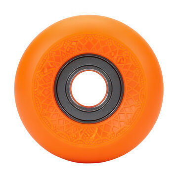 Bright Orange Skateboard Wheel Isolated on White Background, Skateboarding Equipment