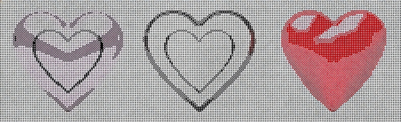 Halftone Heart Trio Illustration – Retro Minimalist Love Design in Modern Style