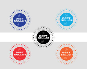 Obraz premium set of vector stickers, best seller badge design, ribbon grunge best seller stamp 5 badge editable.