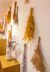 Dried Flower and Herb Wall Arrangement Rustic Home Interior Design