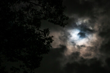 Mysterious Clouds Surrounding Bright Moon