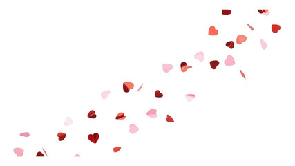 Red Heart Confetti Falling on White Background - Passion, Romance, Wedding