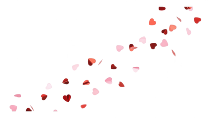 Red Heart Confetti Falling on White Background - Passion, Romance, Wedding
