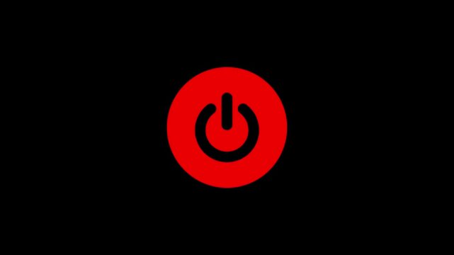 Power icon animation on a background.