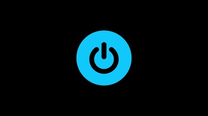 Power icon animation on a background.