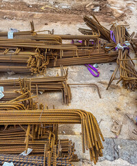 Steel Reinforcement Bars at Construction Site Rebar Material for Building Structures