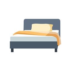 A bed with a pillow and blanket