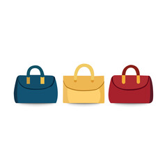 Three colorful handbags, a collection of fashion accessories